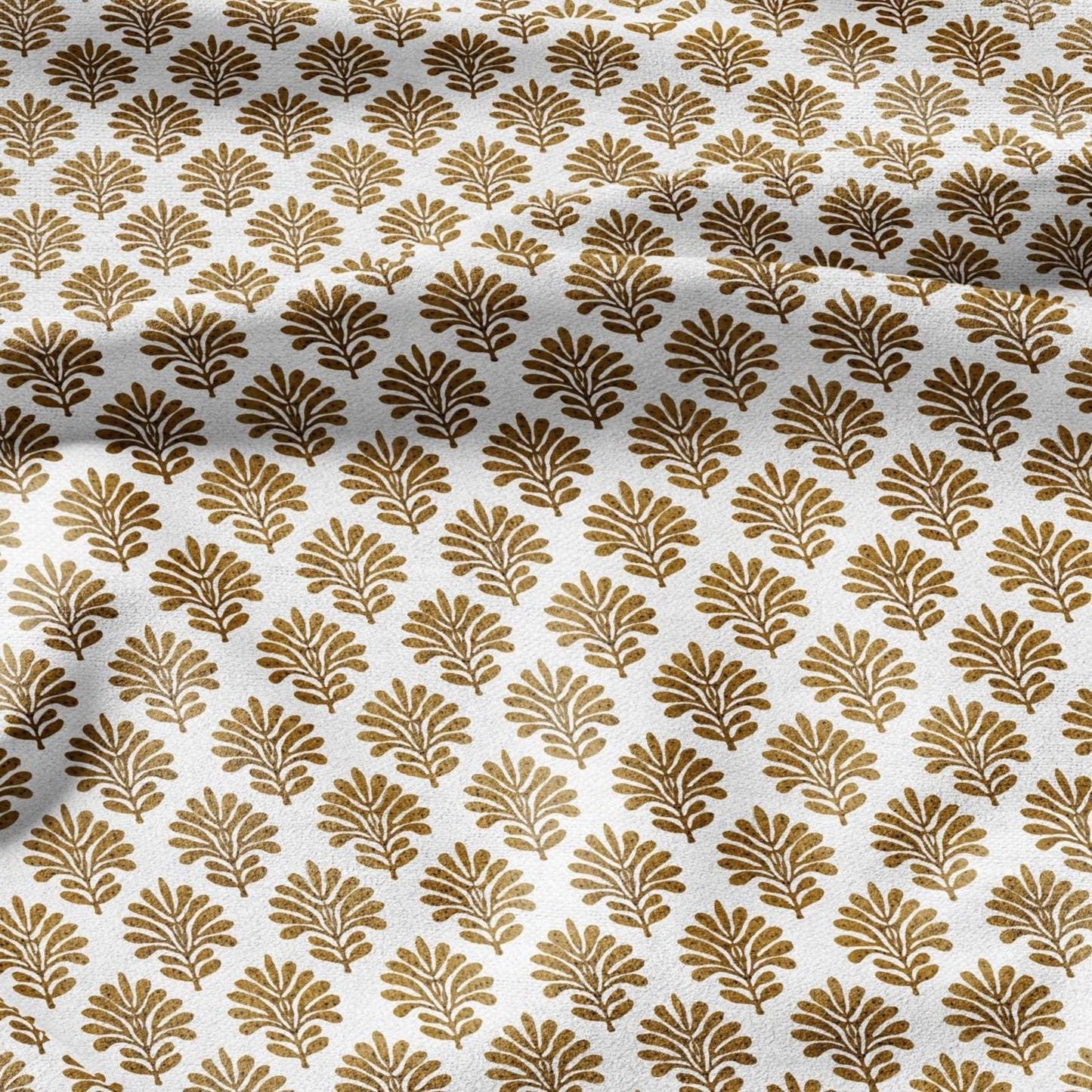 100% LINEN Fabric Neem block print - mustard yellow Indian floral linen heavy for upholstery home decor - medium for dress making 2834