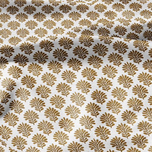 100% LINEN Fabric Neem block print - mustard yellow Indian floral linen heavy for upholstery home decor - medium for dress making 2834