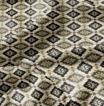 100% LINEN Fabric Western Abstract - tribal print on linen print upholstery curtains dress making