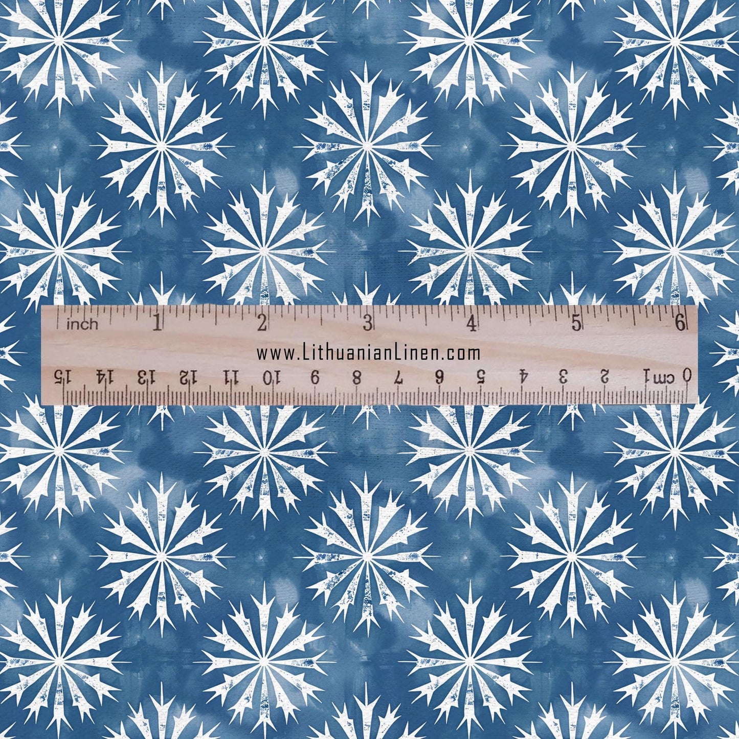 100% LINEN Fabric oriental print - blue star floral block print - 2389 - upholstery home decor clothing  sewing 2389