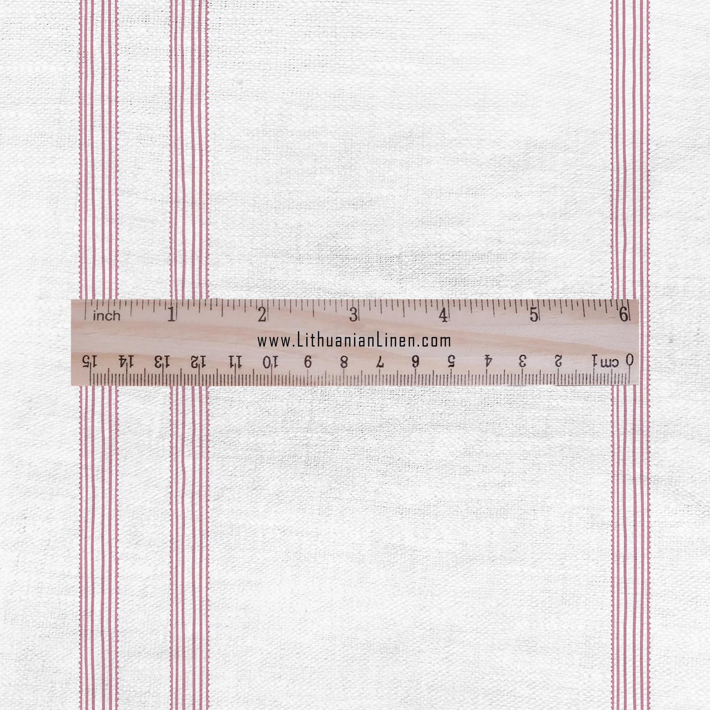100% LINEN Fabric Herritage red Striped print -  on oatmeal or white linen for upholstery curtains dress making 2844