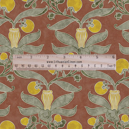 Passion fruit CFA Voysey print on 100% LINEN - Art Nouveau Art crafts linen Fabric - botanical Historical upholstery home textile 2767