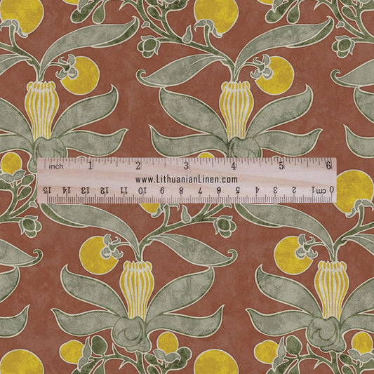 Passion fruit CFA Voysey print on 100% LINEN - Art Nouveau Art crafts linen Fabric - botanical Historical upholstery home textile 2767