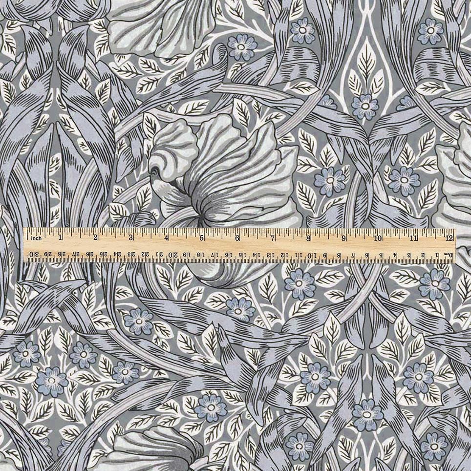 100% LINEN fabric - William Morris Pimpernel grey - British Victorian flax - sewing upholstery home decor or clothing 3815