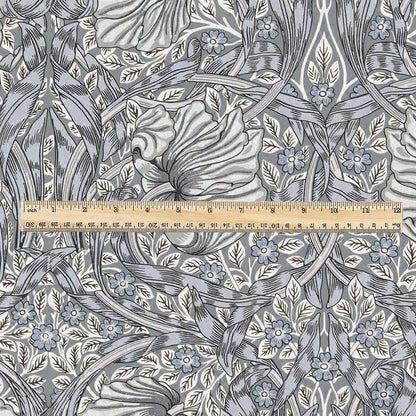 100% LINEN fabric - William Morris Pimpernel grey - British Victorian flax - sewing upholstery home decor or clothing 3815