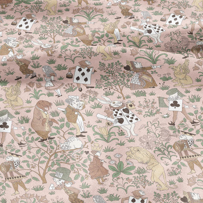 100% linen fabric - Alice in Wonderland pink by Voysey - Victorian Art crafts - Historical pattern for upholstery dress making 3620