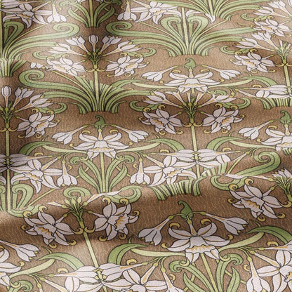 100% linen Art Nouveau Print fabric for Curtain Upholstery Cushion - Floral fabric Jonquil - fabric material for dress making sewing