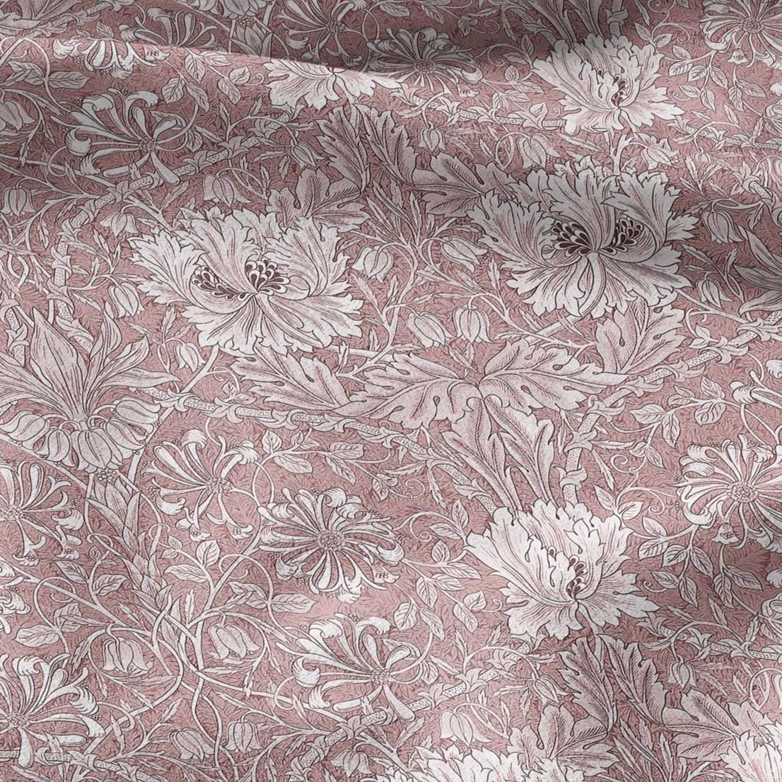 100% linen fabric William Morris Honeysuckle brown print - Victorian Art crafts - Historical pattern fabric upholstery dress making 3264