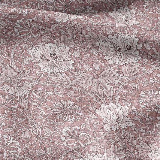 100% linen fabric William Morris Honeysuckle brown print - Victorian Art crafts - Historical pattern fabric upholstery dress making 3264