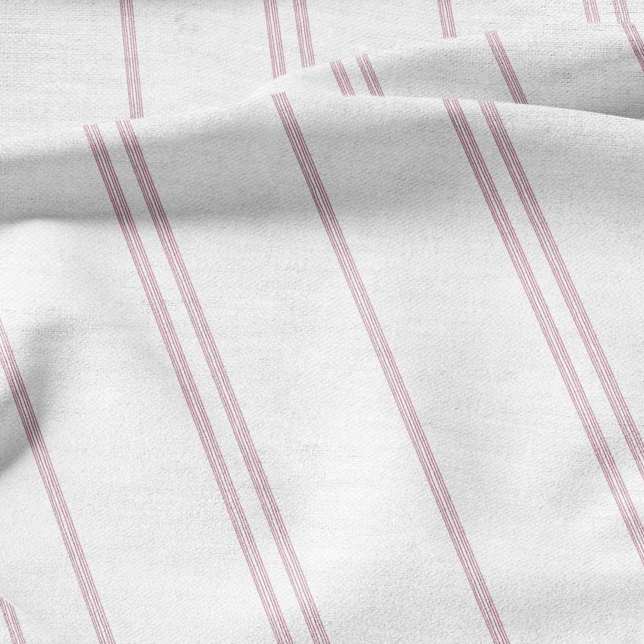 100% LINEN Fabric Herritage red Striped print -  on oatmeal or white linen for upholstery curtains dress making 2844