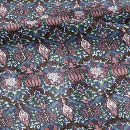 100% LINEN Fabric William Morris Granada - British linen floral upholstery home textile Victorian fabrics dark blue 3194