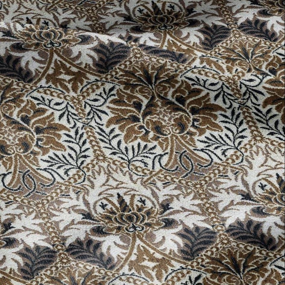 William Morris Honeycomb brown print 100% LINEN Fabric - British linen floral upholstery home textile Victorian fabrics 3233