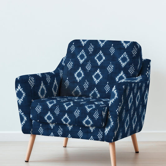 100% LINEN Fabric UPHOLSTERY 12oz - Indigo Shibori abstract - Modern Geometric Dark Blue Neutral Minimal upholstery 2975