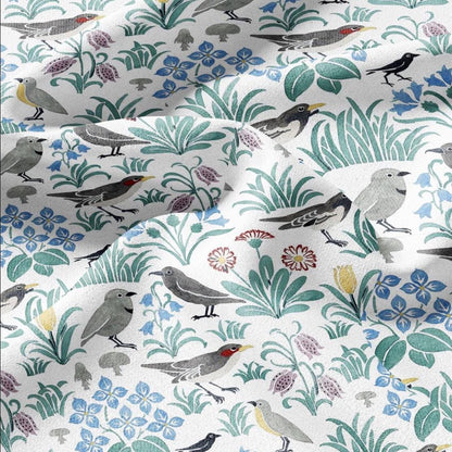 100% linen fabric - Birds in field by Voysey - - Victorian Art crafts - Historical pattern home decor dress making 2988
