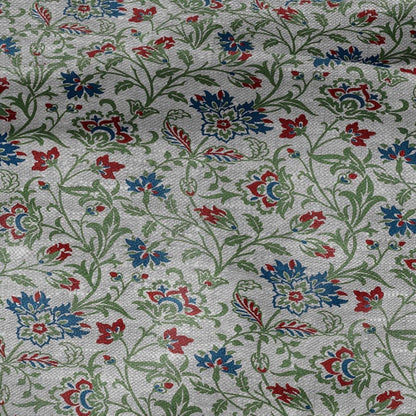 100% LINEN Fabric William Morris print  Breantwood - botanical green gray floral on oatmeal linen - modern vintage 3150
