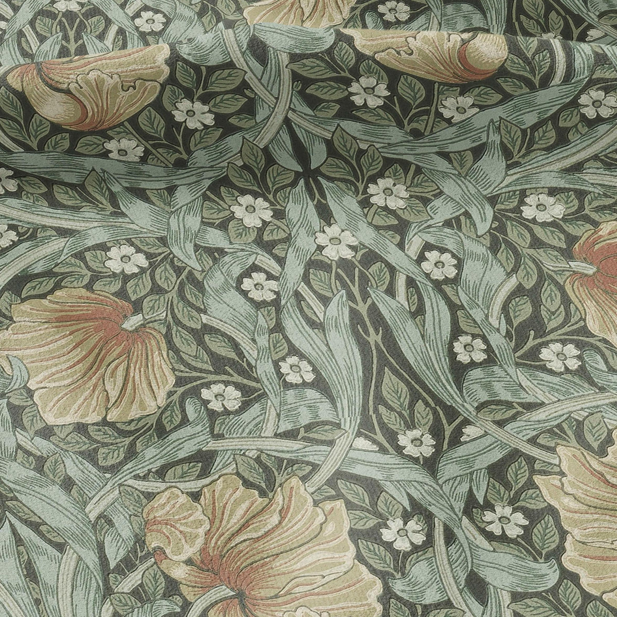 100% LINEN fabric - William Morris Pimpernel bayleaf green - British Victorian flax - sewing upholstery home decor or clothing 3820