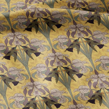 100% linen Art Nouveau Print fabric for Curtain Upholstery Cushion - Floral fabric HUMMINGBIRD - fabric material for dress making sewing