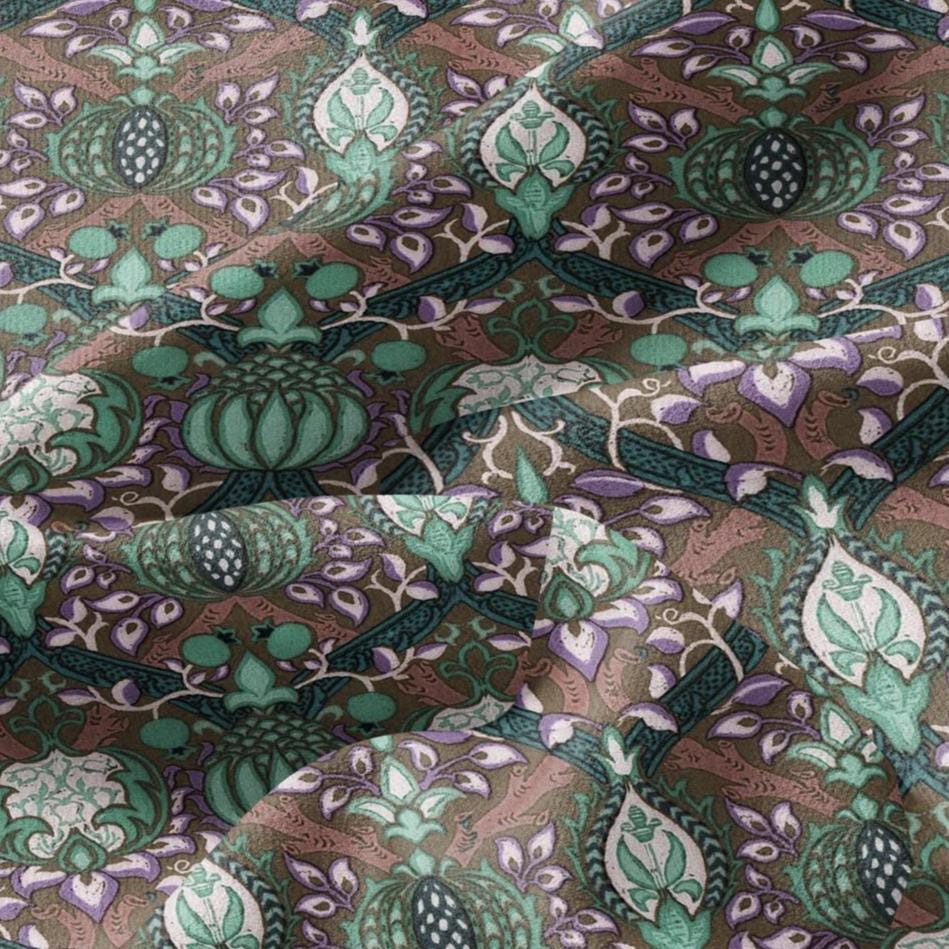 100% LINEN Fabric William Morris Granada gray print - British linen floral upholstery home textile Victorian fabrics 3216