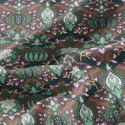 100% LINEN Fabric William Morris Granada gray print - British linen floral upholstery home textile Victorian fabrics 3216