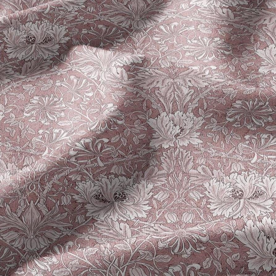 100% linen fabric William Morris Honeysuckle brown print - Victorian Art crafts - Historical pattern fabric upholstery dress making 3264