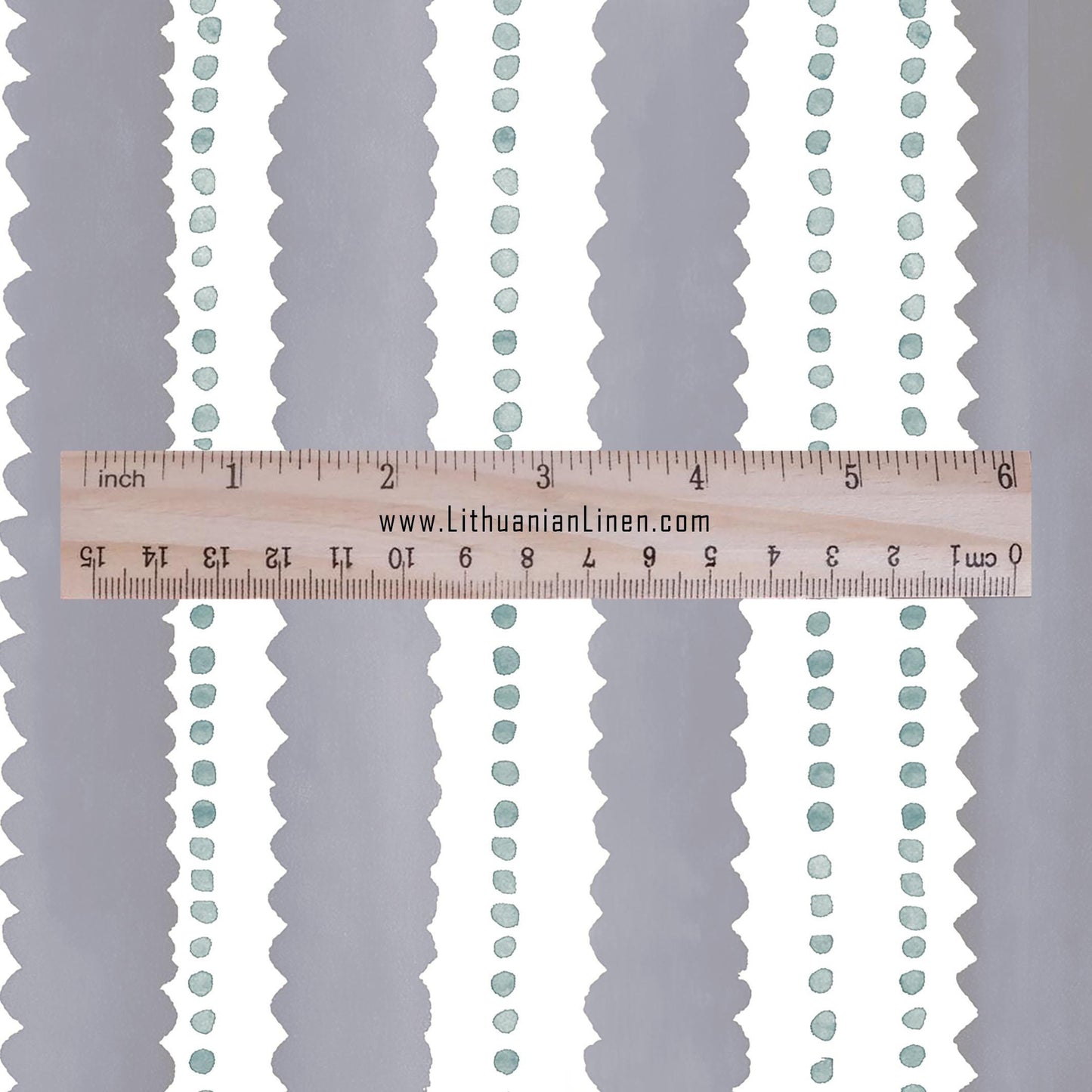 100% LINEN Fabric Scalloped stripe print - retro gray dot stripe - for upholstery home decor - medium for dress making 2884GR
