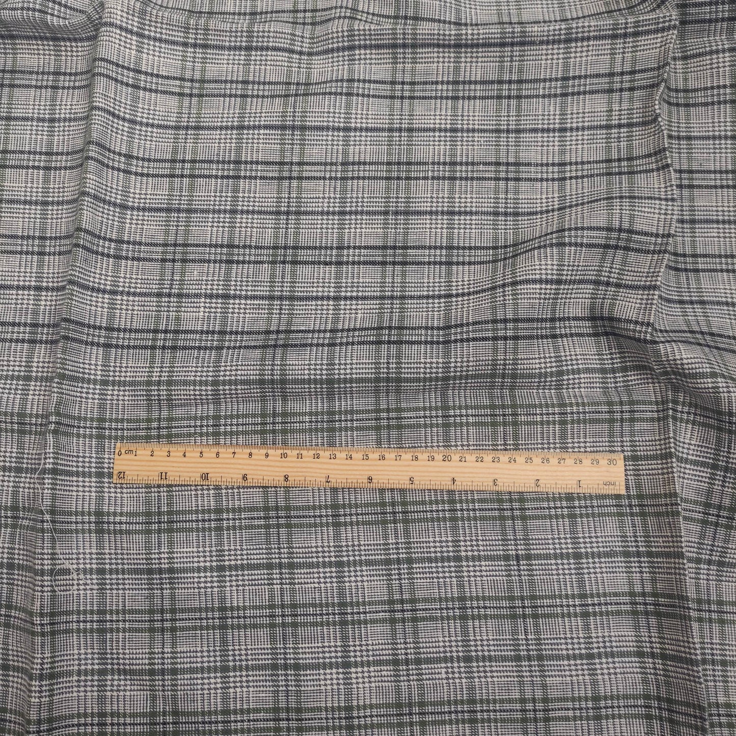 Premium Linen Gingham Fabric in green gray white |  multicolor check T114
