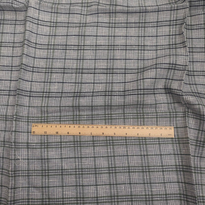 Premium Linen Gingham Fabric in green gray white |  multicolor check T114