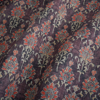 100% LINEN Fabric in floral block print - botanical linen fabric for upholstery home decor curtains dress making pillowcases 2348
