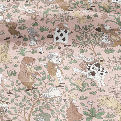 100% linen fabric - Alice in Wonderland pink by Voysey - Victorian Art crafts - Historical pattern for upholstery dress making 3620