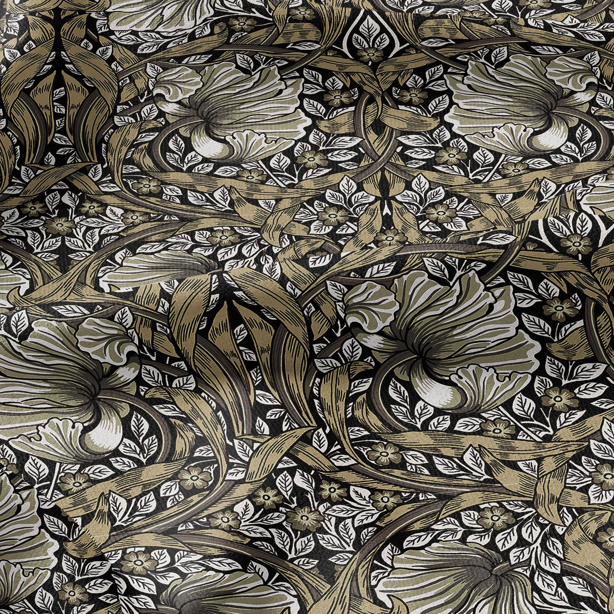 William morris Pimpernel 100% LINEN Art crafts Fabric - khaki brown British Victorian flax - sewing upholstery clothing home decor 3802