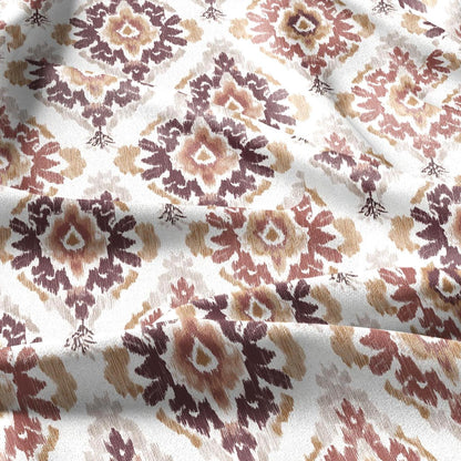 100% linen fabric red Ivory ikat floral print - Botanical artisanal Pattern - Ornate Home Decor 3425