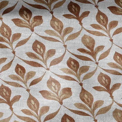 100% LINEN Fabric Brown naive flower print - sepia brown  - for upholstery home decor - medium for dress making 2909