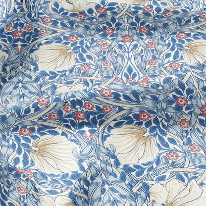 100% LINEN fabric - William Morris Pimpernel BLUE  - British Victorian Art Craft flax - sewing home decor or clothing 3841
