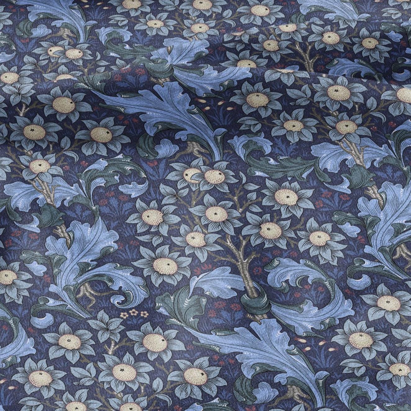 William Morris Orchard 100% LINEN Art and Crafts Fabric - Blue Victorian flax fabric - British historical pattern 3002