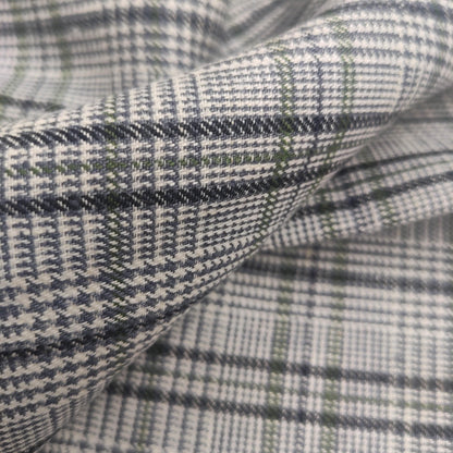 Premium Linen Gingham Fabric in green gray white |  multicolor check T114