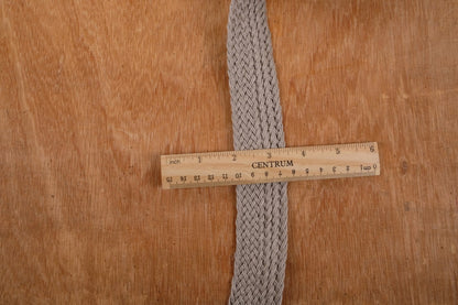 Handwoven Linen FLAT Braided trim for belts, flax cord ribbon in natural undyed linen
