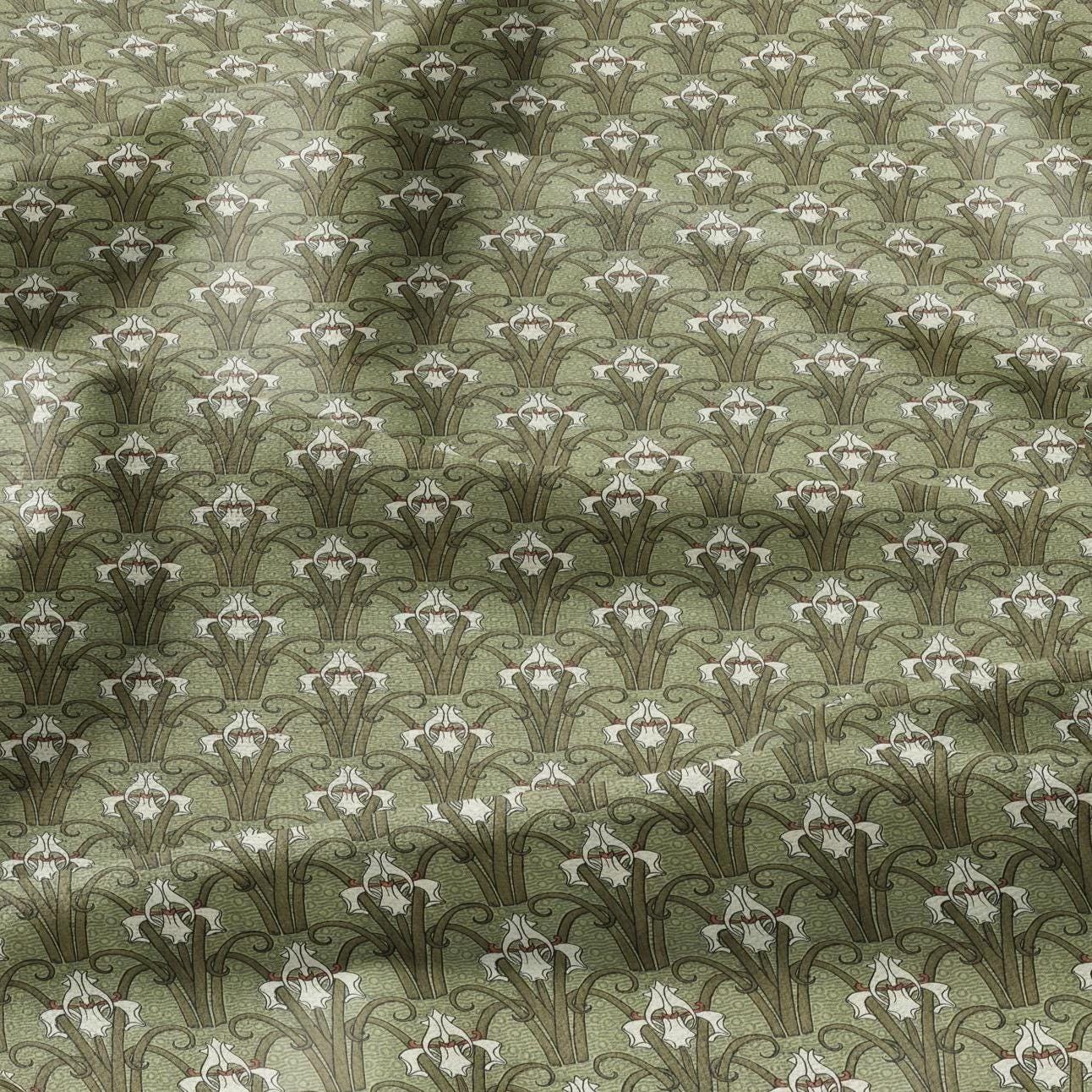 100% linen Iris prints fabric for Curtain Upholstery Cushion - wildflower Art deco flower print fabric for dress making sewing