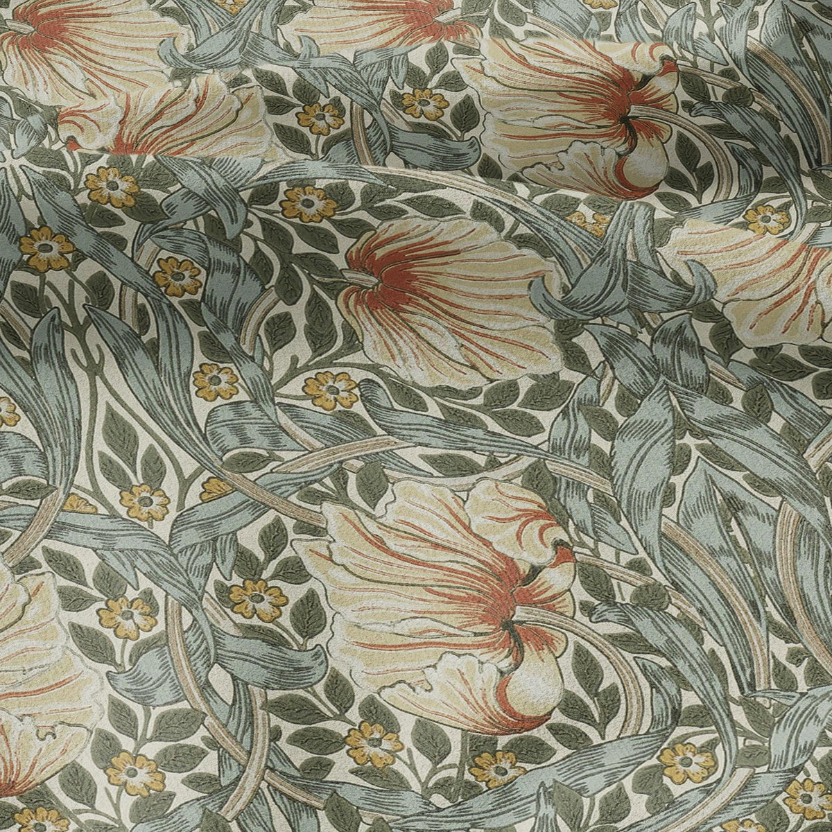 100% LINEN fabric - William Morris Pimpernel mineral - British Victorian flax - sewing upholstery home decor or clothing 3818