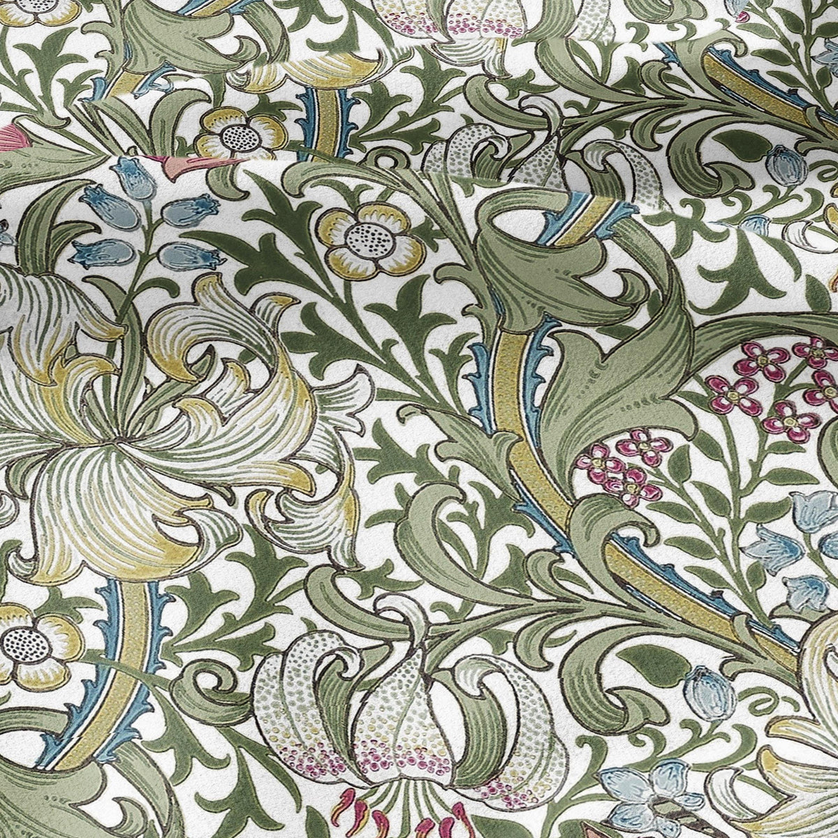 100% LINEN fabric - William Morris Golden lily green - British Victorian flax - sewing upholstery home decor or clothing 3809