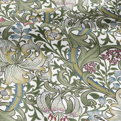100% LINEN fabric - William Morris Golden lily green - British Victorian flax - sewing upholstery home decor or clothing 3809
