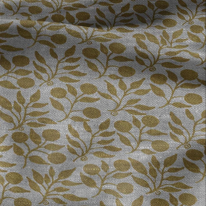 100% LINEN Fabric William Morris Rosehip yellow gray - oatmeal linen fabric with botanical print - Victorian Art Craft Historical 3274