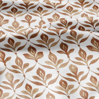 100% LINEN Fabric Beige floral print - retro sepia brown flower - for upholstery home decor - medium for dress making 2909