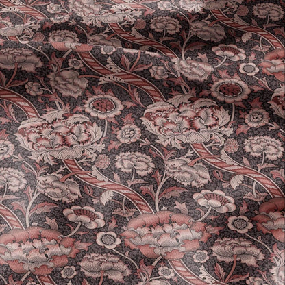 William Morris Wandle red print on 100% LINEN - Victorian Art crafts linen - botanical Historical upholstery home textile 3167