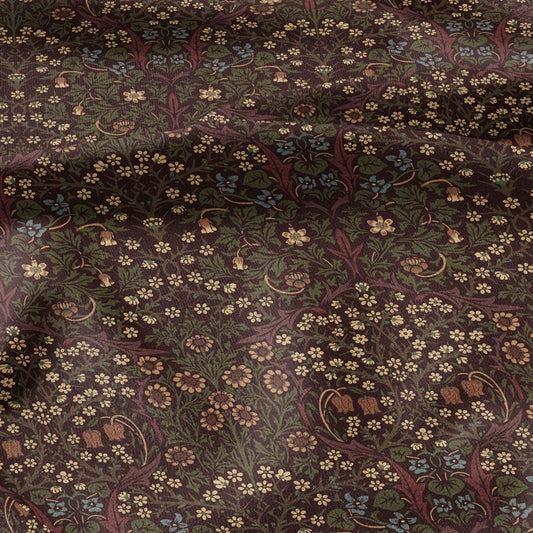 William Morris Blackthorn 100% LINEN Fabric - British linen floral upholstery home textile Victorian fabrics blue green 3183