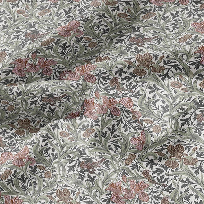 100% LINEN fabric Dearle Iris - Art Nouveau Art crafts linen Fabric - botanical Historical upholstery home textile