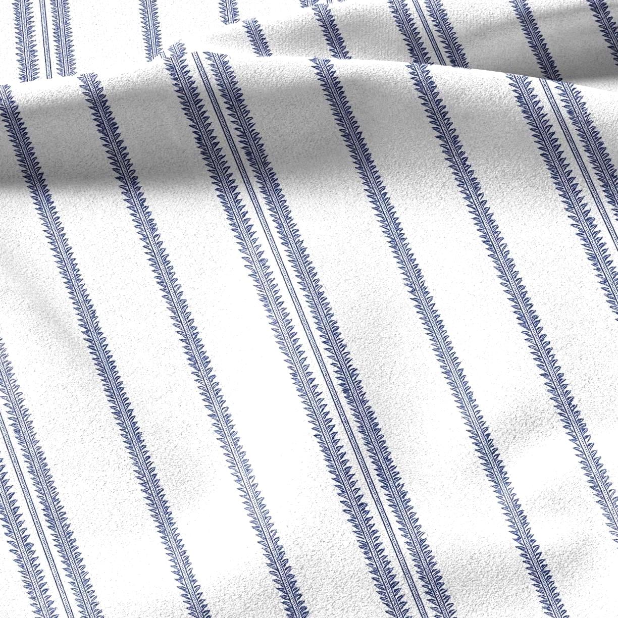 100% linen fabric stripe blue print - Vintage grain sack geometric - Historical pattern upholstery dress making 3381
