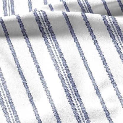 100% linen fabric stripe blue print - Vintage grain sack geometric - Historical pattern upholstery dress making 3381