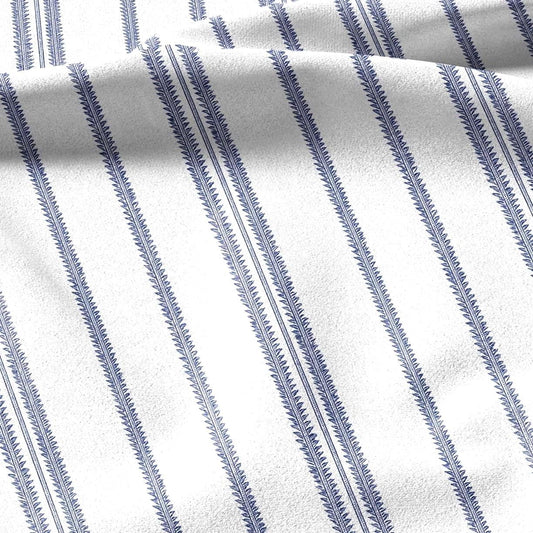 100% linen fabric stripe blue print - Vintage grain sack geometric - Historical pattern upholstery dress making 3381