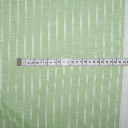 Premium Linen striped Fabric in pale green | Medium weight multicolor stripes Padua pinstripe for clothing home textile