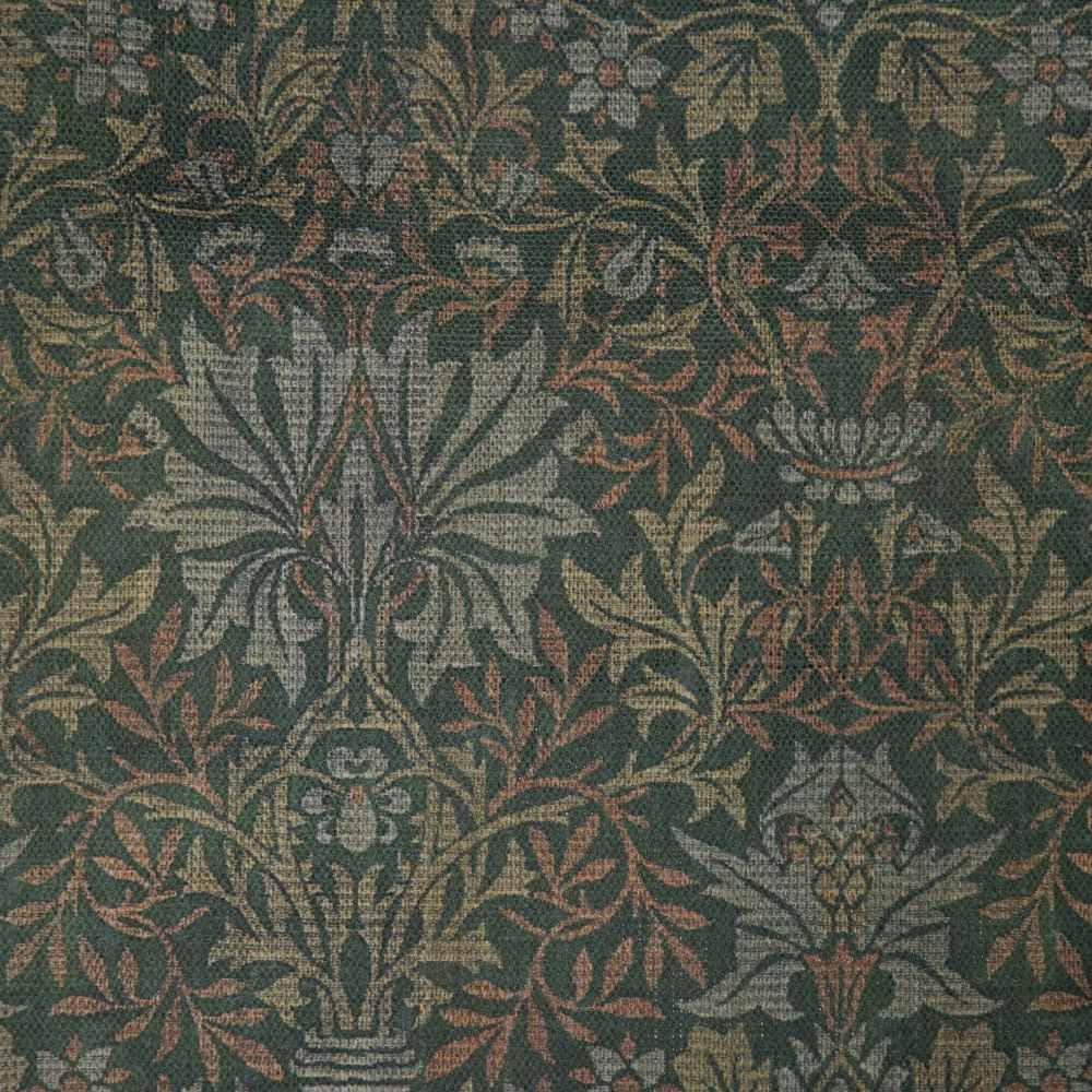 William Morris Green tapestry print Flower garden 100% LINEN fabric - Victorian Art and crafts Linen fabric botanical Historical 2110